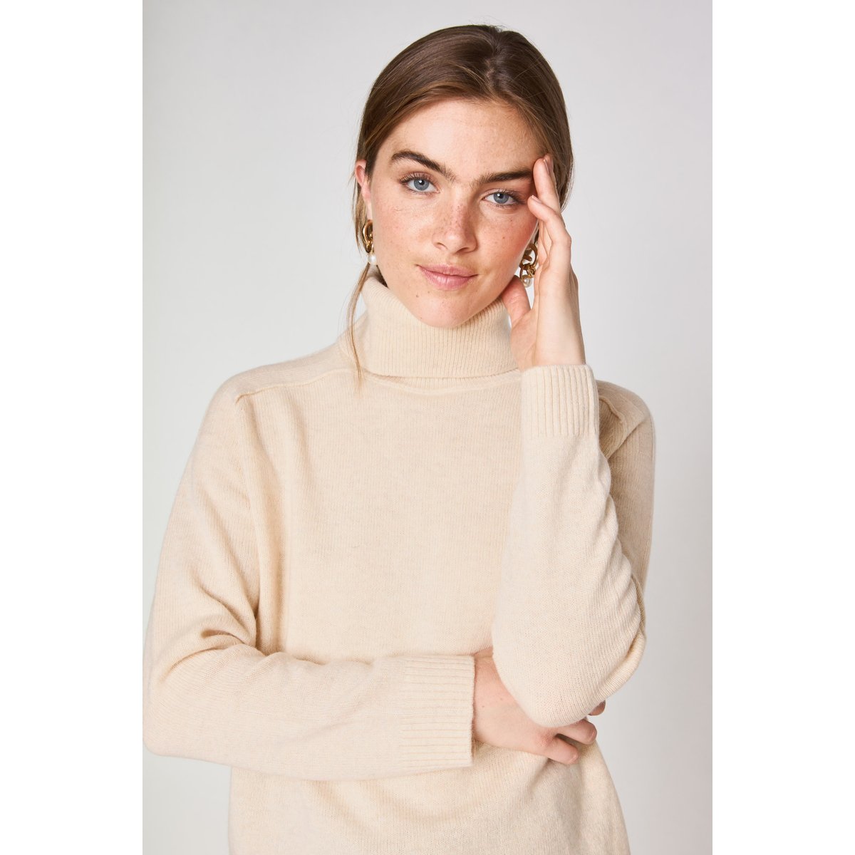 Pull col roulé en 100% laine CELESTIN beige, Maison 123