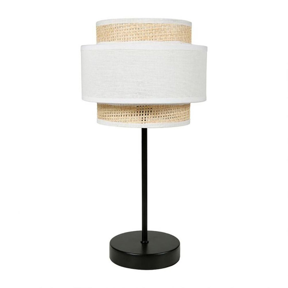 Lampe abat-jour papier rotin 3 niveaux blanc blanc, DECORATIE
