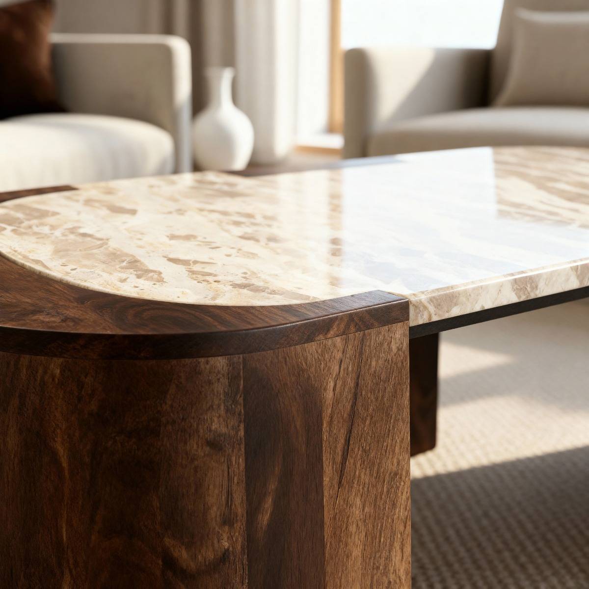 Table basse en bois de manguier AGNÈS bois foncé, MADE IN MEUBLES