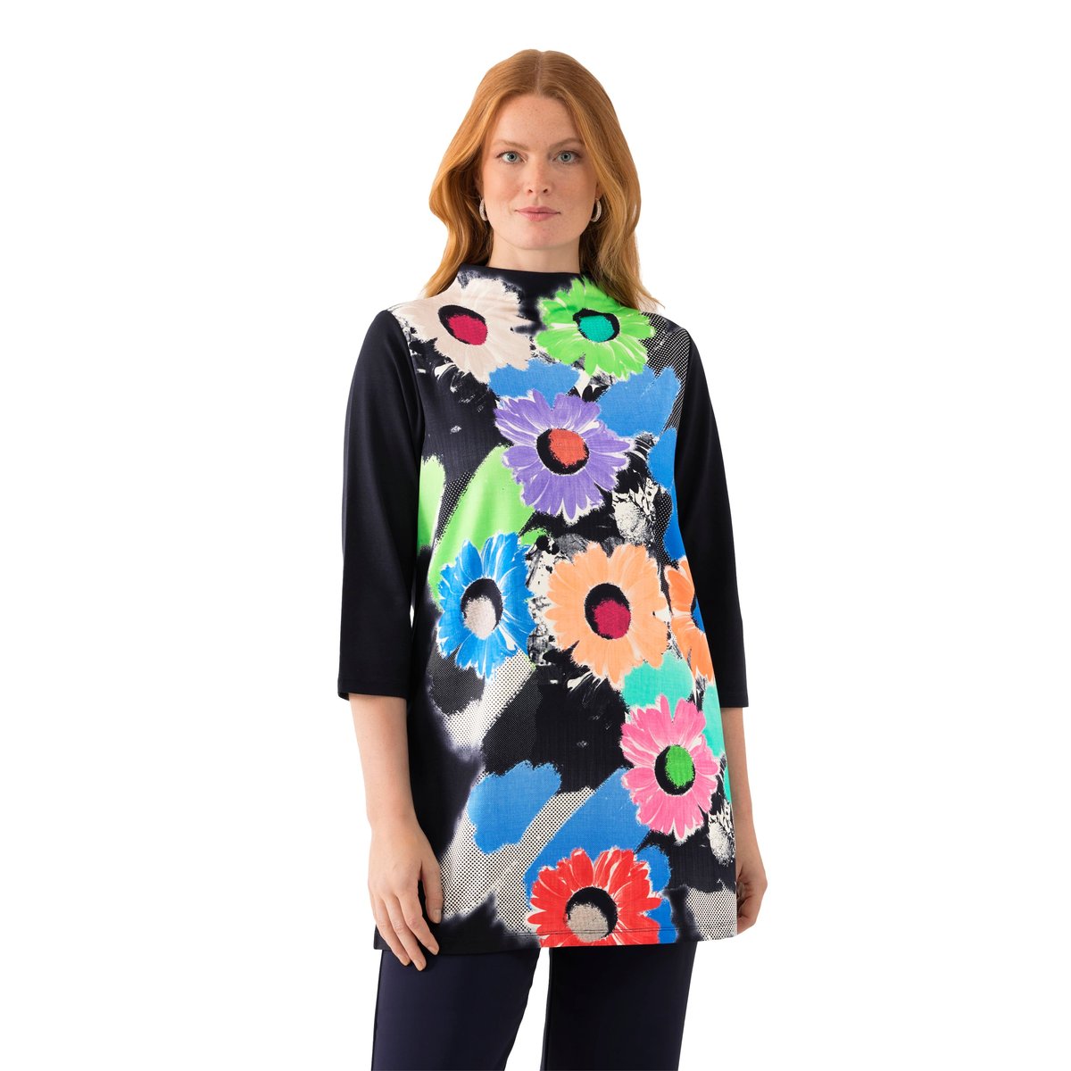 T-shirt long marine, ULLA POPKEN
