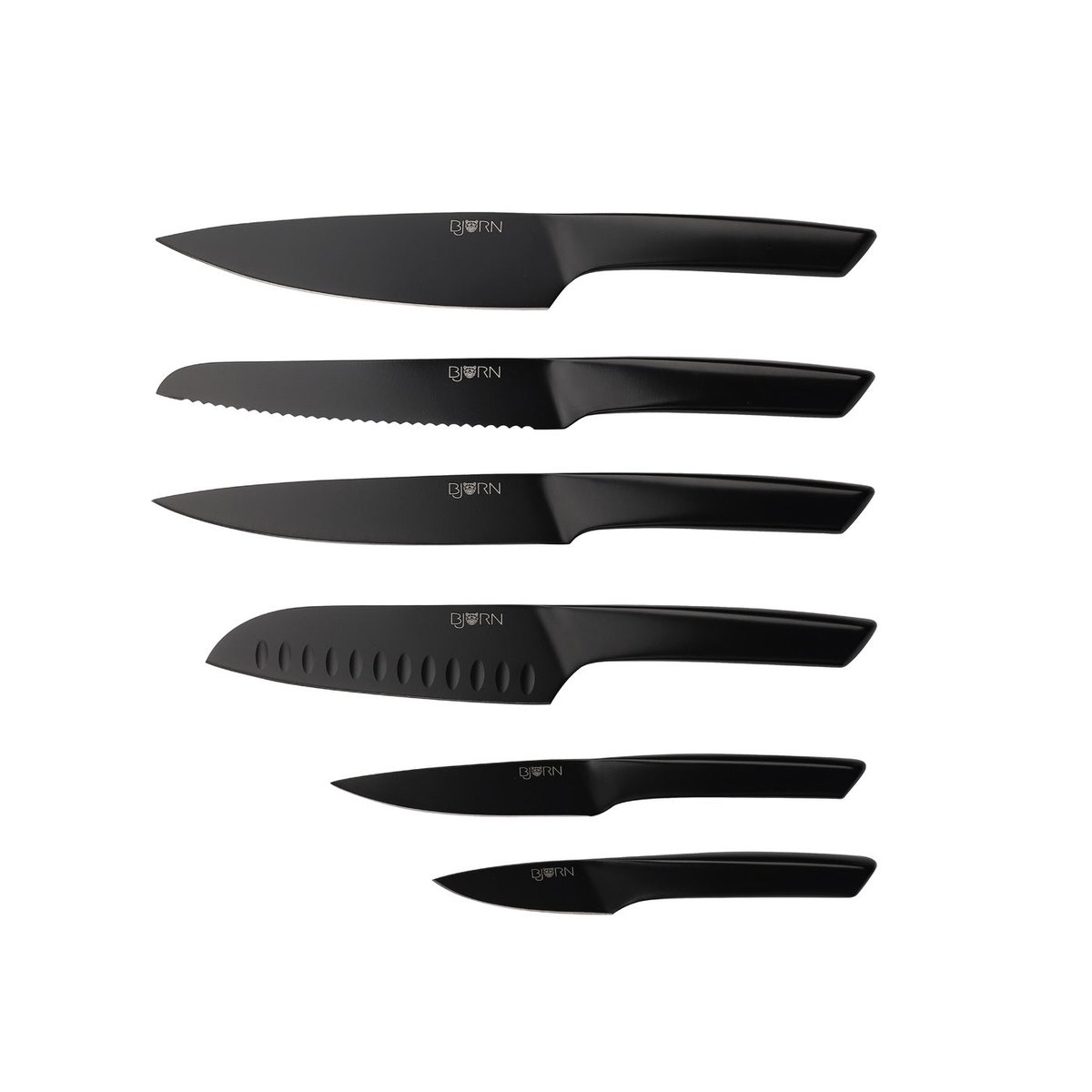 Lot de 6 couteaux de cuisine en inox, NUDE noir mat, BJORN