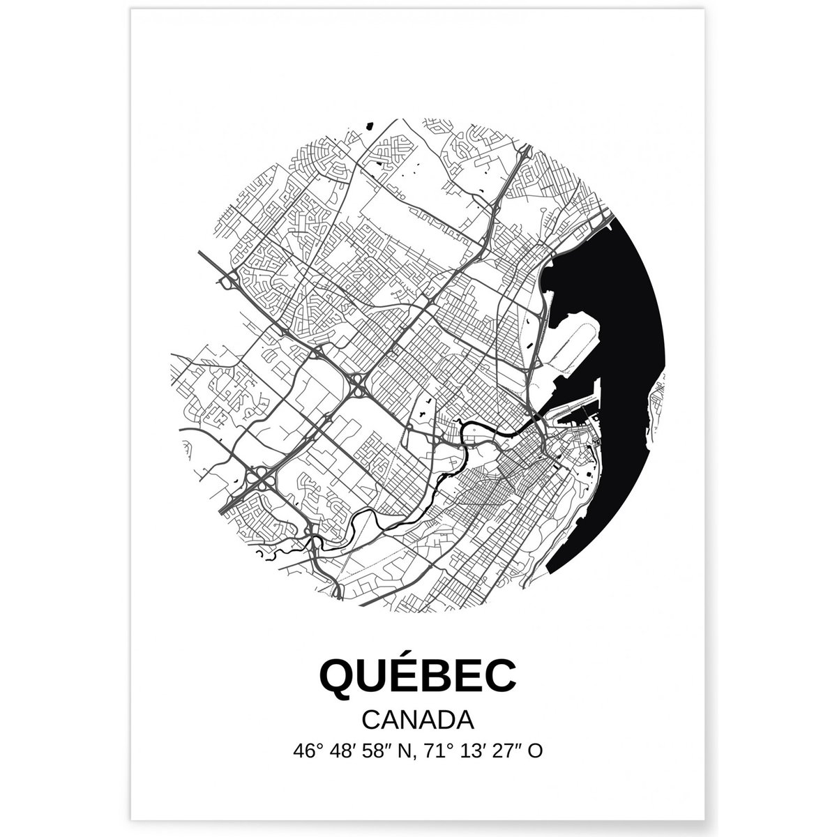 Affiche Carte Québec blanc, L'AFFICHERIE