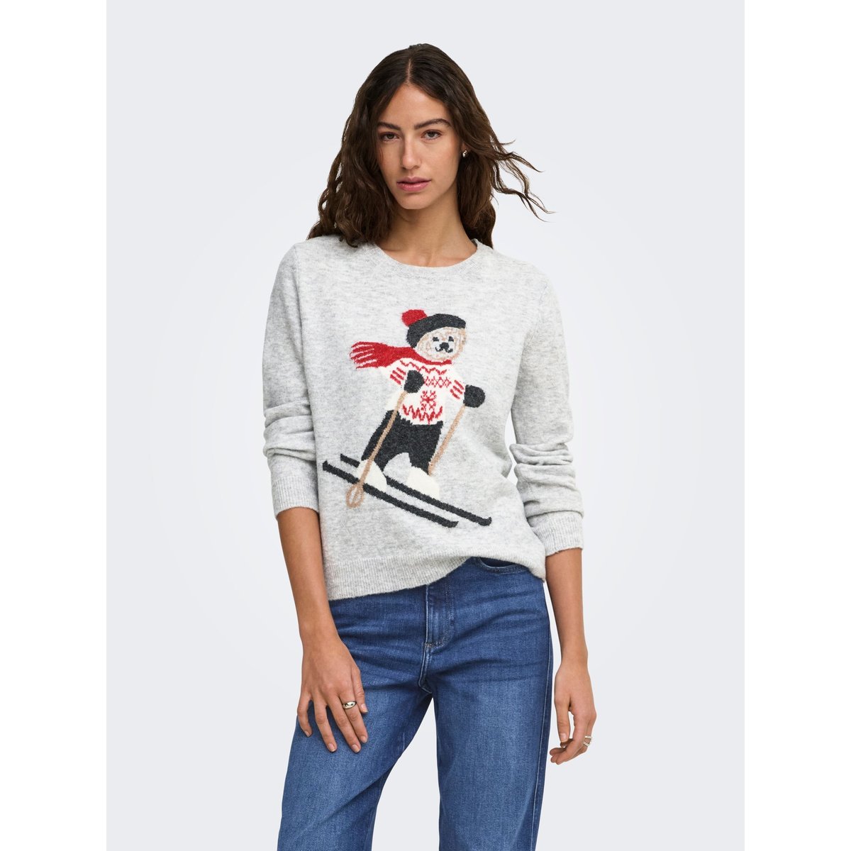 Pull En Maille light grey melange 1, ONLY
