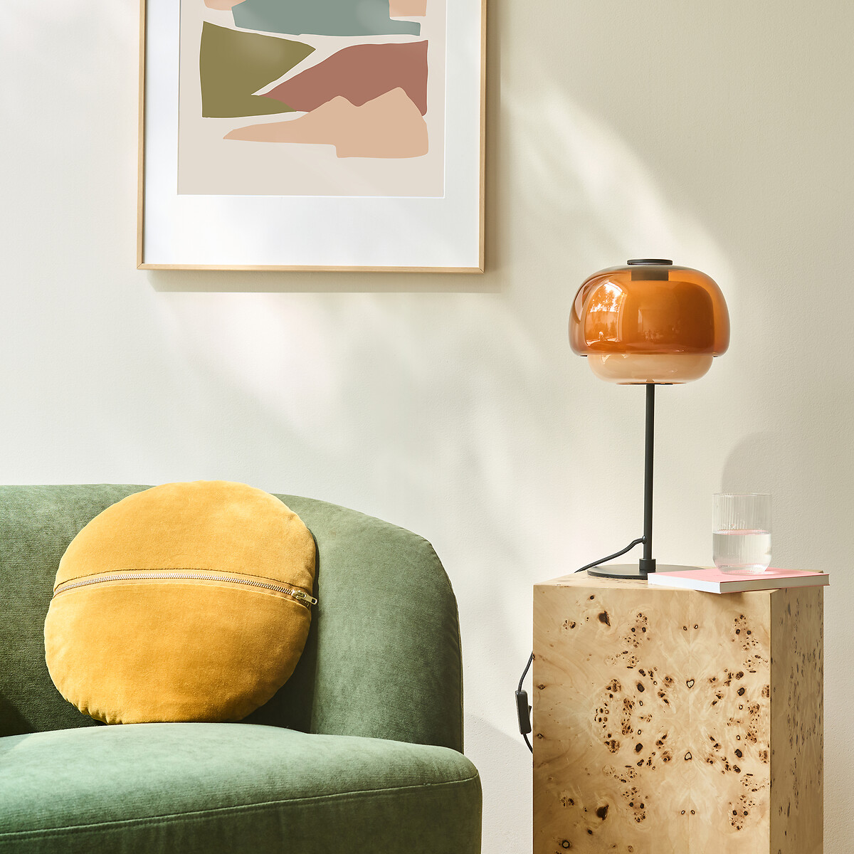 Lampe à poser en verre coloré, KINOKO orange foncé, LA REDOUTE INTERIEURS