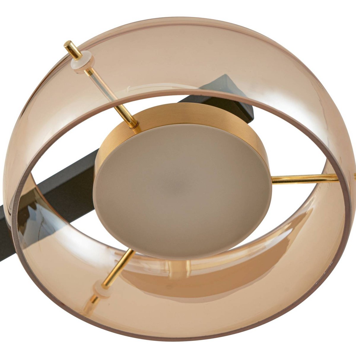 Suspension en verre moderneLED, Martis noir, laiton, ambre, LUCANDE
