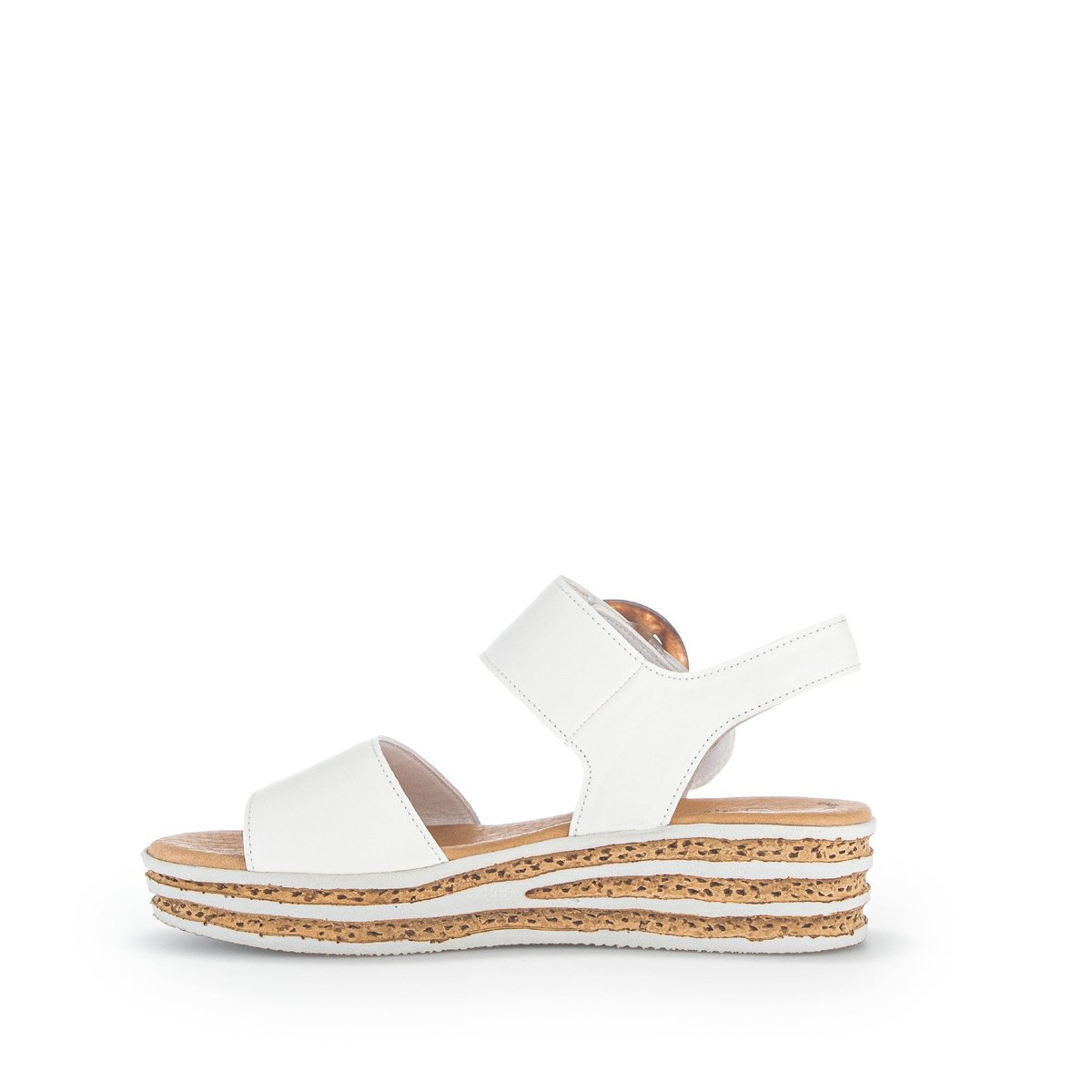 Sandales en cuir à talon compensé ecru, GABOR
