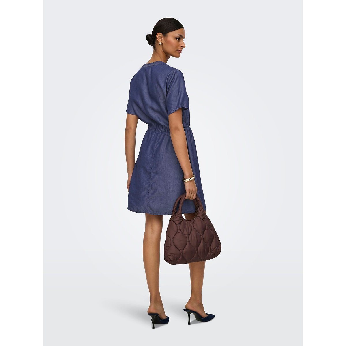 Vestido corto, corte en V azul oscuro, JDY