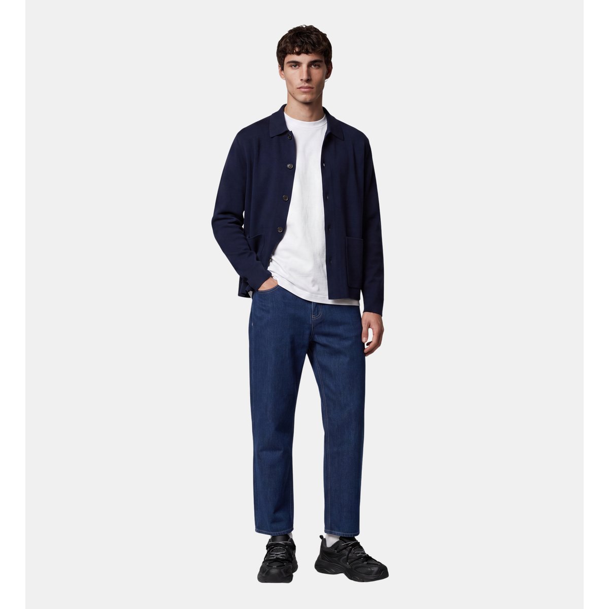 Gilet droit tilano laine bleu marine, GALERIES LAFAYETTE