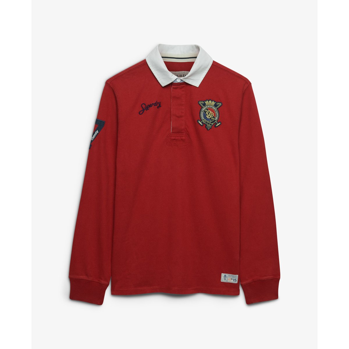 Haut de rugby à double emblème rouge prep, SUPERDRY