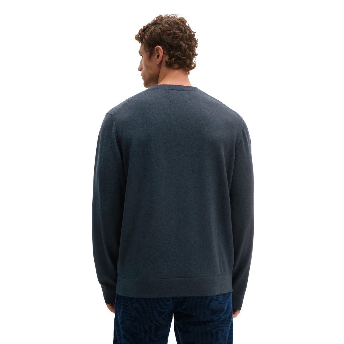 Pull à col en V, coupe classique en laine mérinos fine blaubleu, MARC O'POLO
