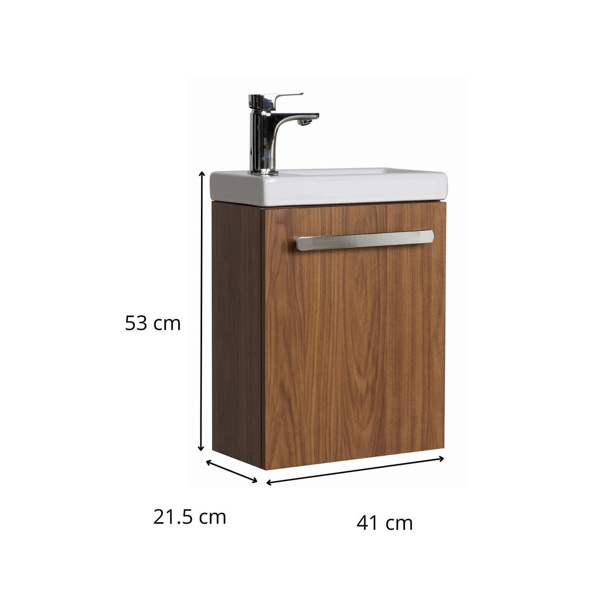 Meuble lave-mains suspendu avec poignée porte serviette NEVADA décor noyer, MOB IN