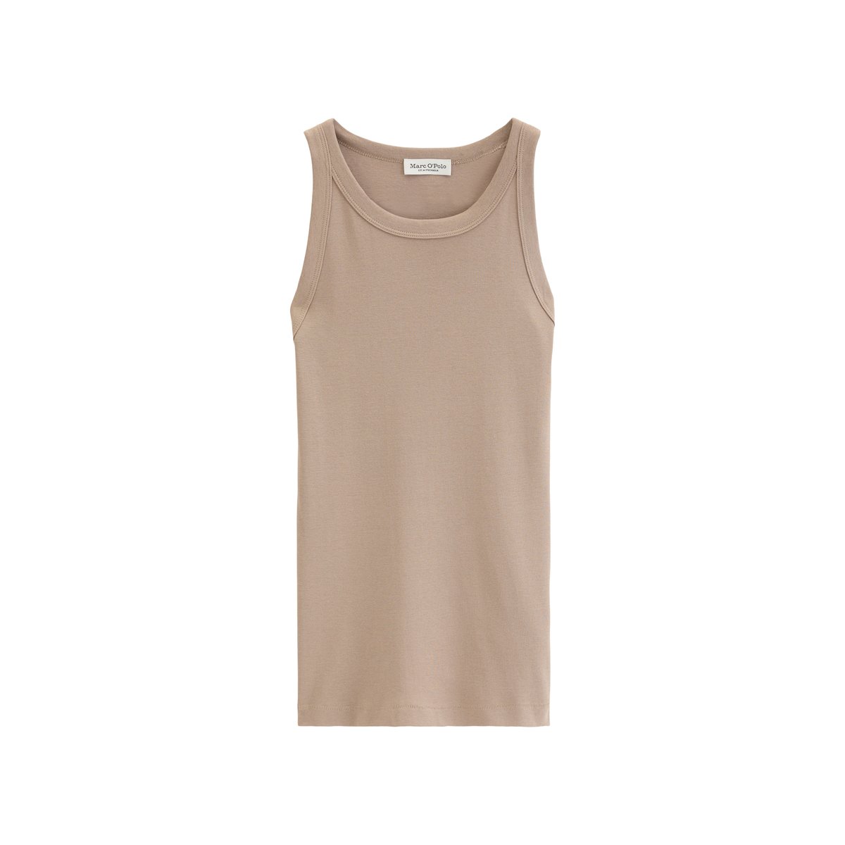 Débardeur regular en jersey de coton organique rib beige, MARC O'POLO