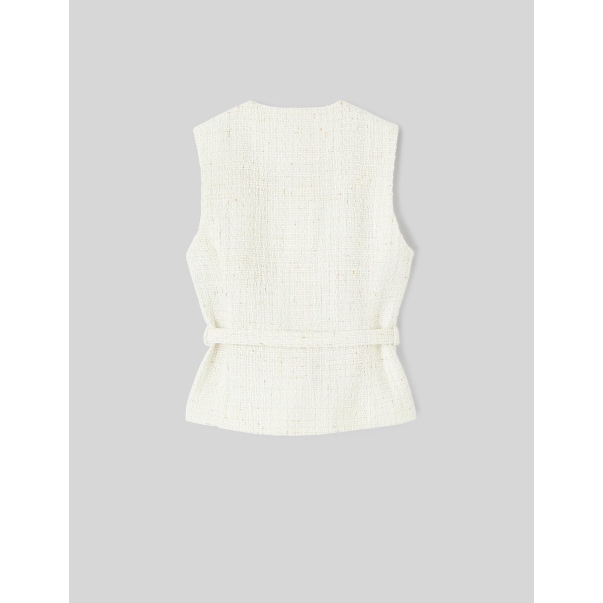 Veste en tweed sans manches blanc écru, BZB