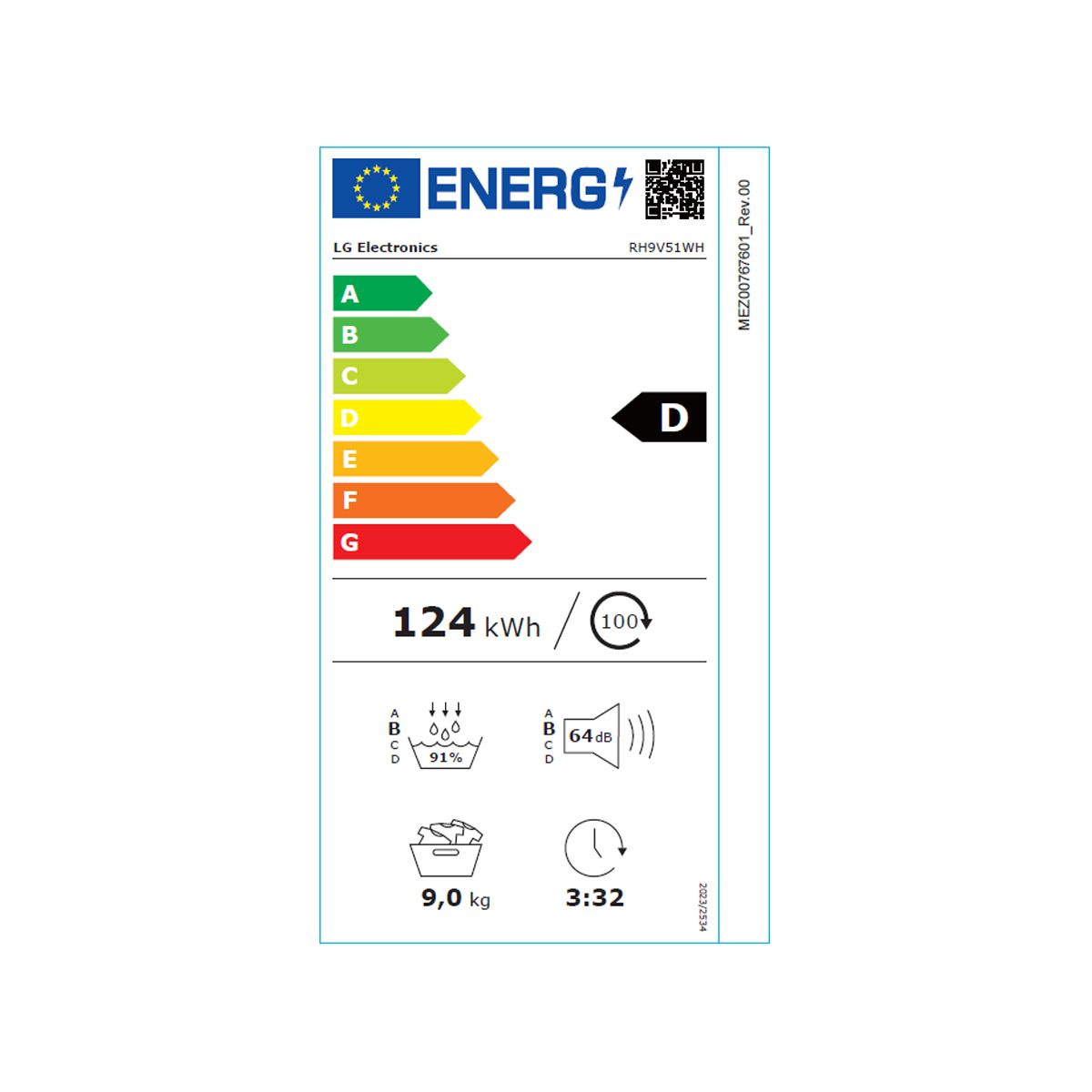 Sèche linge pompe à chaleur RH9V51WH blanc, LG