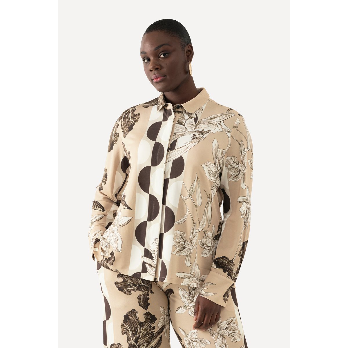 Chemisier en tissu fluide slinky beige, ULLA POPKEN
