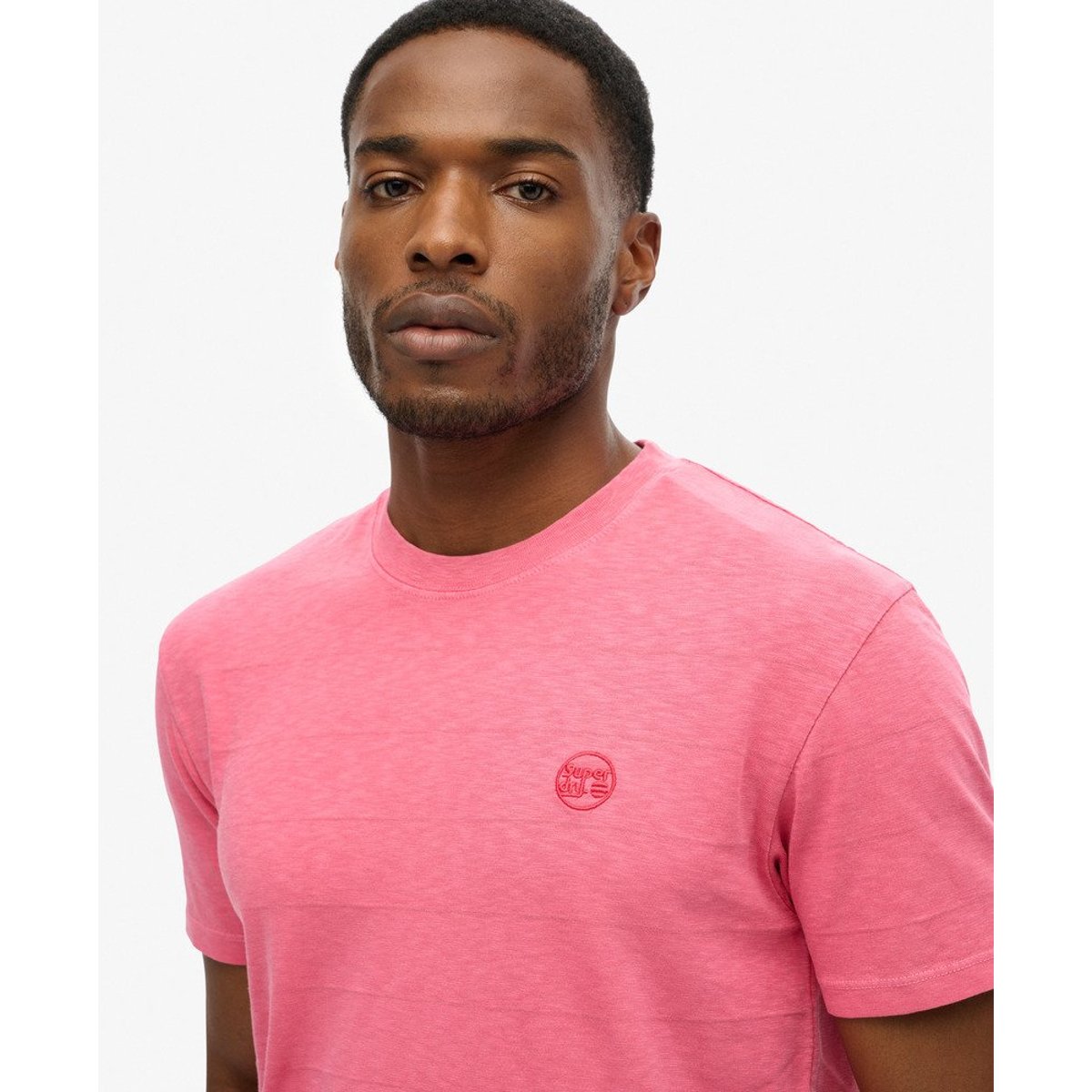 T-shirt Vintage texturé en coton bio rose désert, SUPERDRY