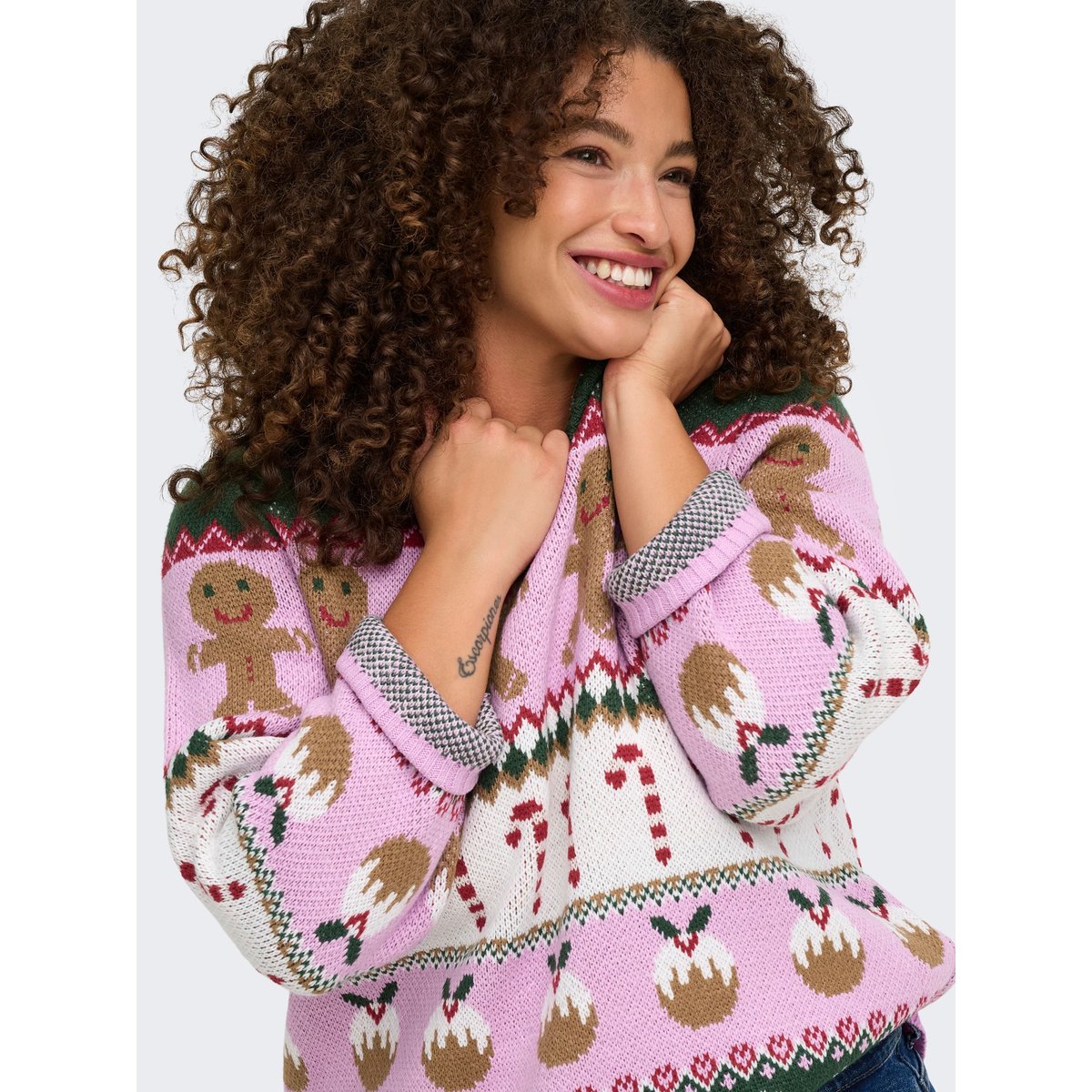 Pull En Maille rose - phalaenopsis 1, ONLY CARMAKOMA