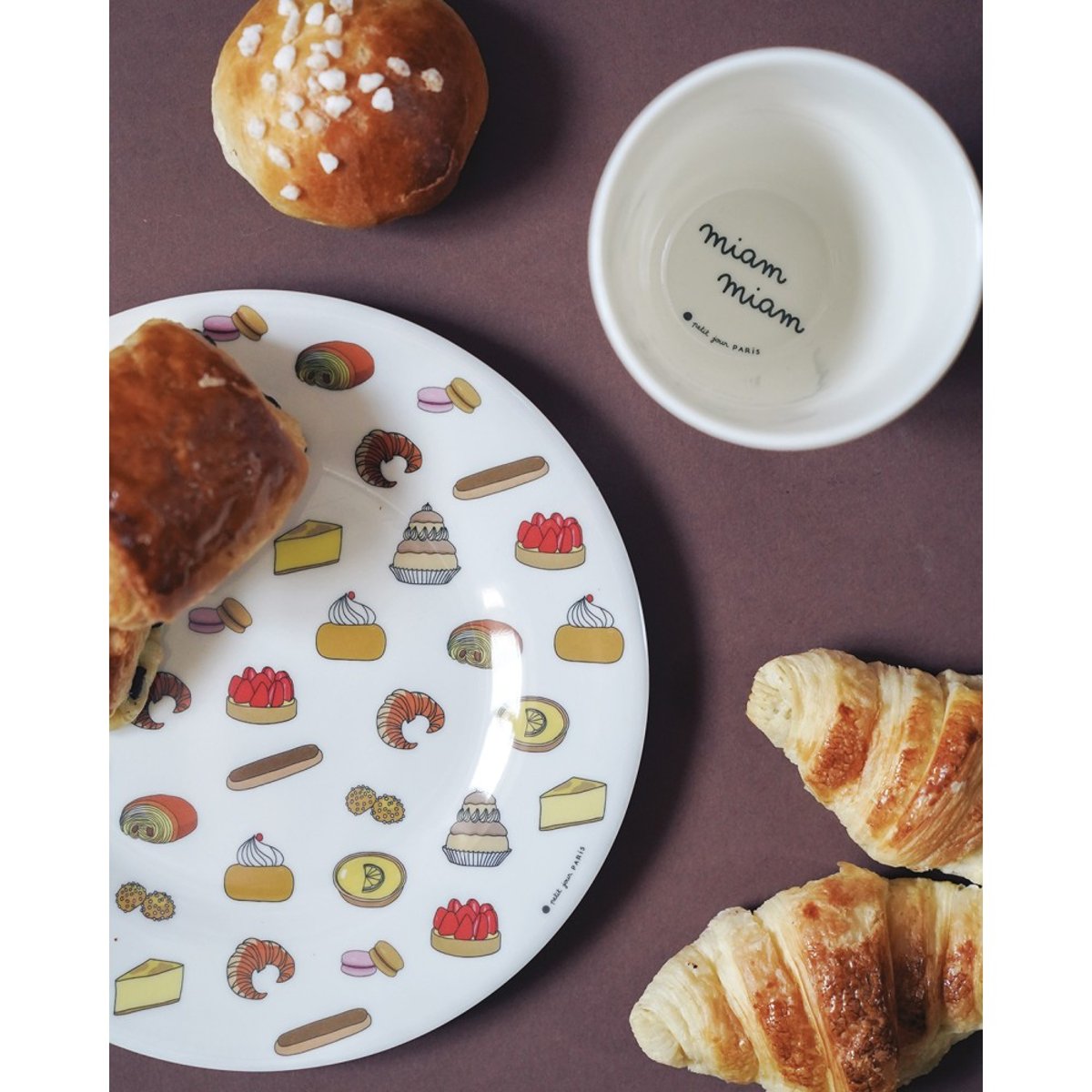 Assiette enfant avec pâtisseries 20 cm blanc, PETIT JOUR