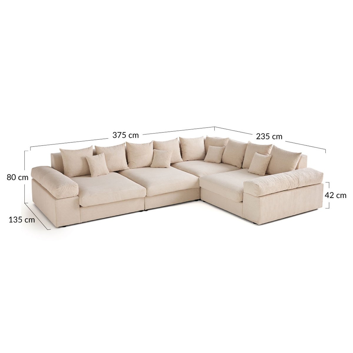 Canapé d'Angle réversible 5 places - ASPEN gris clair, BEST MOBILIER