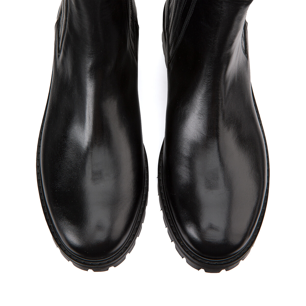 Signatures Brunelle Ankle Boots in Leather with Notched Sole black, LA REDOUTE COLLECTIONS