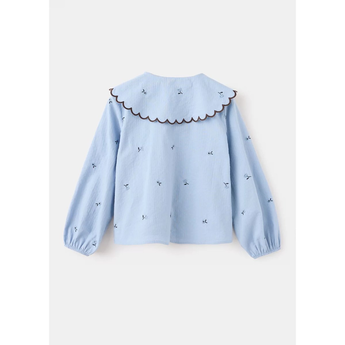 Blouse brodée en coton bleu ciel, MANGO BABY