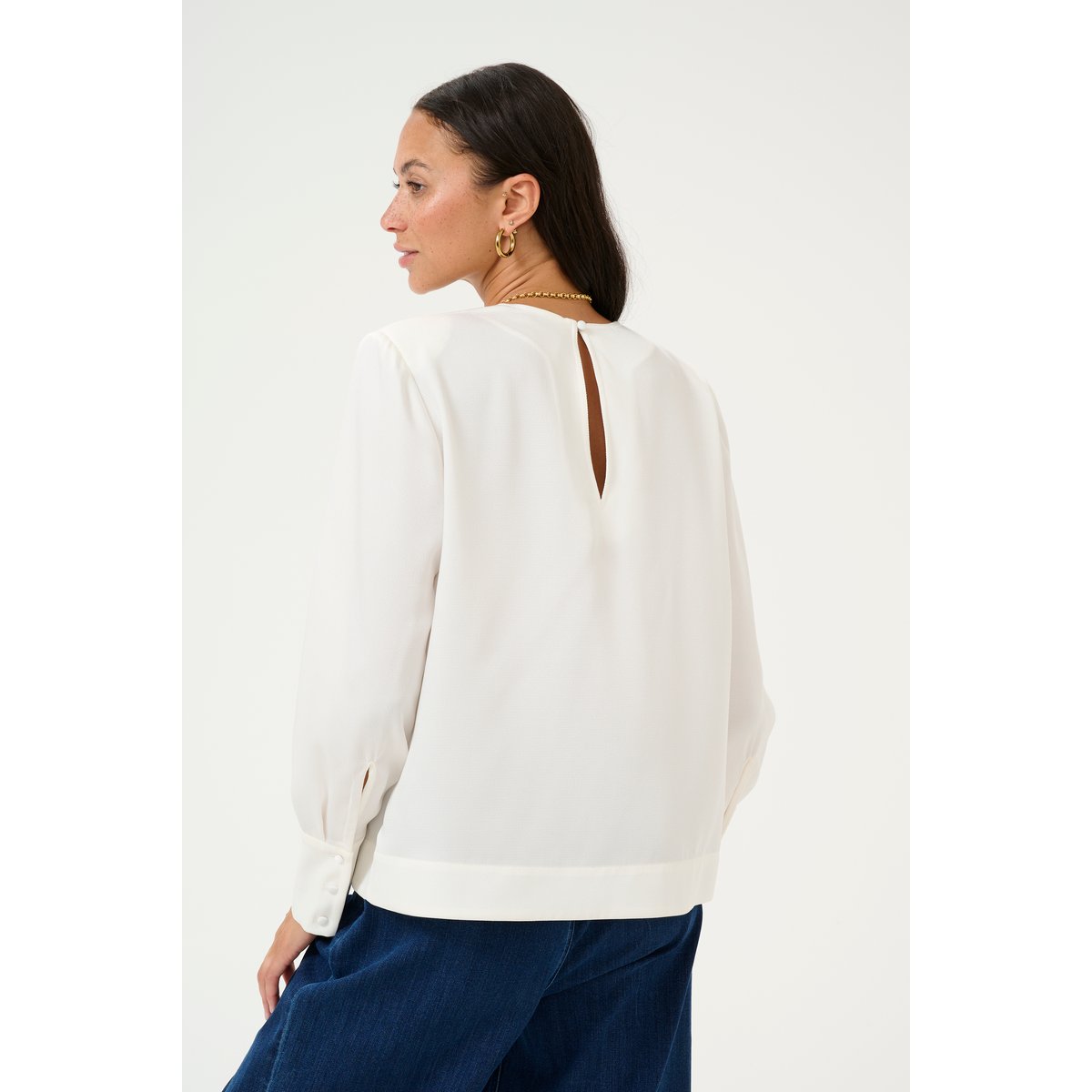 Long sleeved blouse blanc chalk, KAFFE