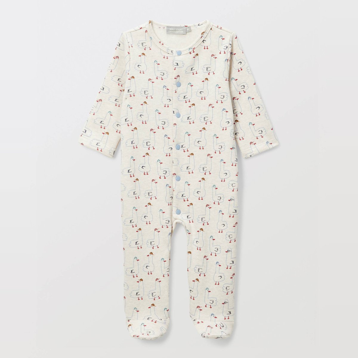 Dors bien imprimé en molleton en coton BIO GOTS ecru melange, BOUT'CHOU