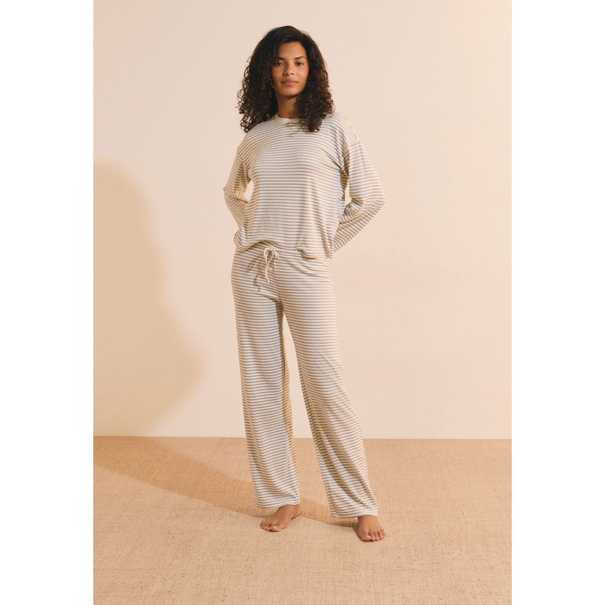 Pantalon de pyjama à rayures avec cordon de serrage BENO gris, ETAM
