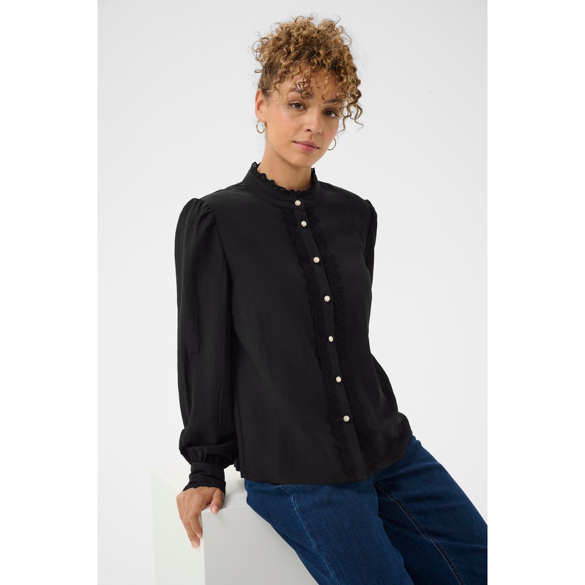 Chemise à manches longues noir pitch black, CREAM