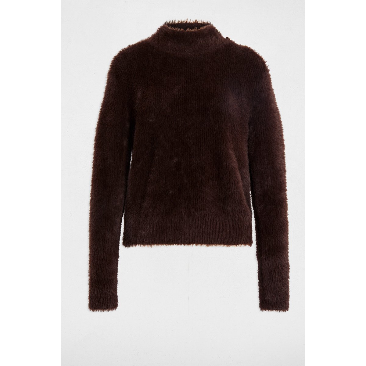 Pull court ajusté marron foncé, MORGAN