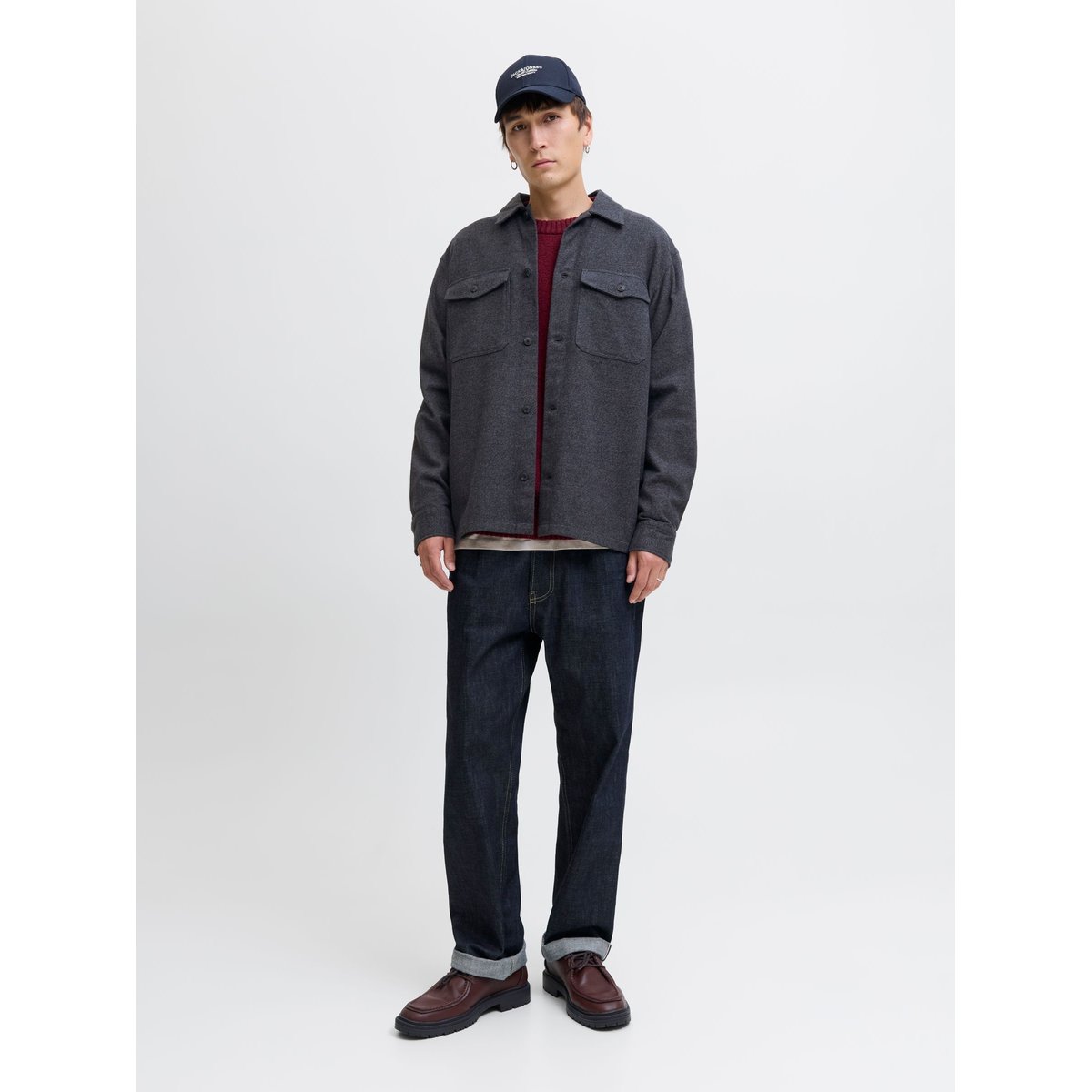 Surchemise dark grey melange, JACK & JONES