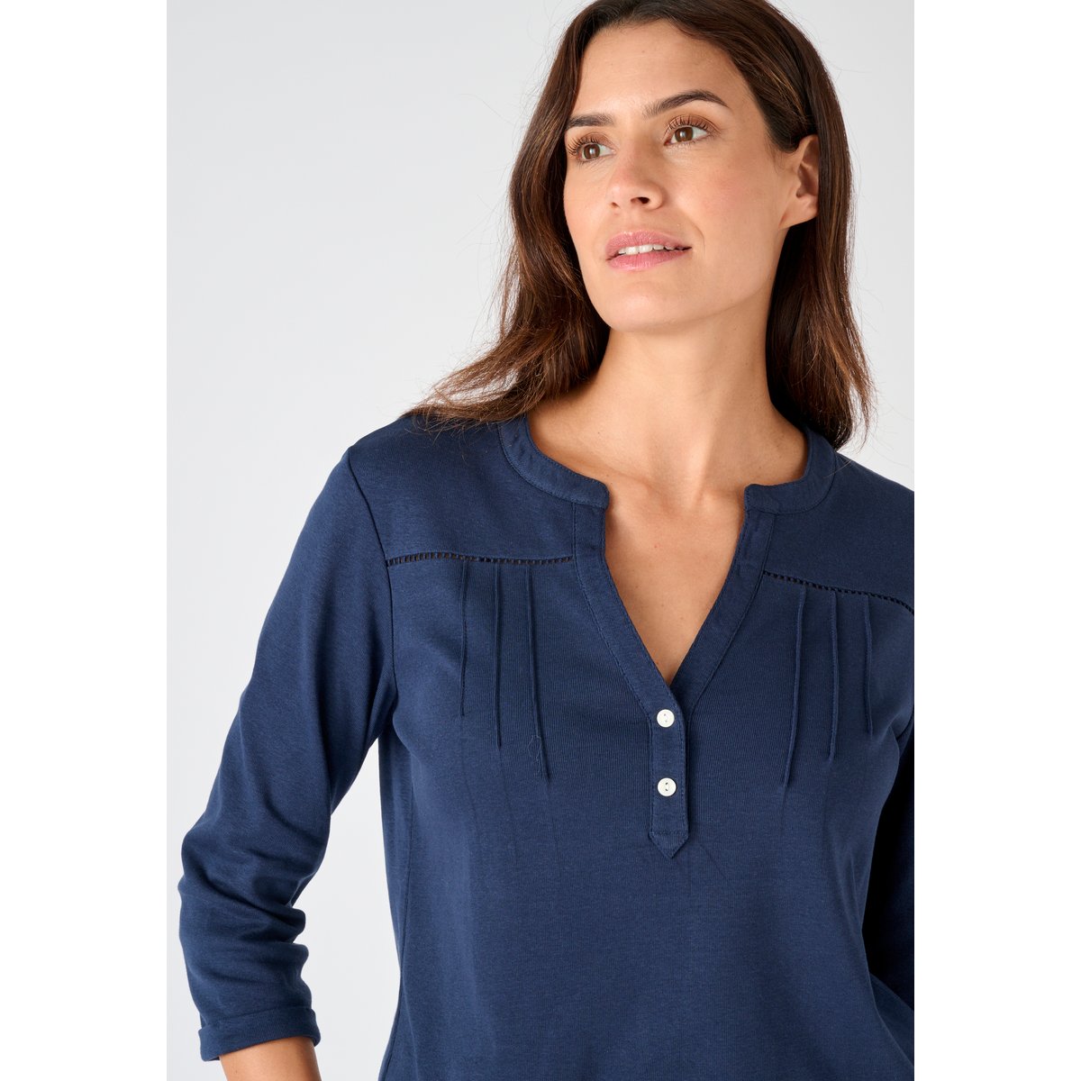 T-shirt uni ou imprimé pur coton bleu marine, DAMART