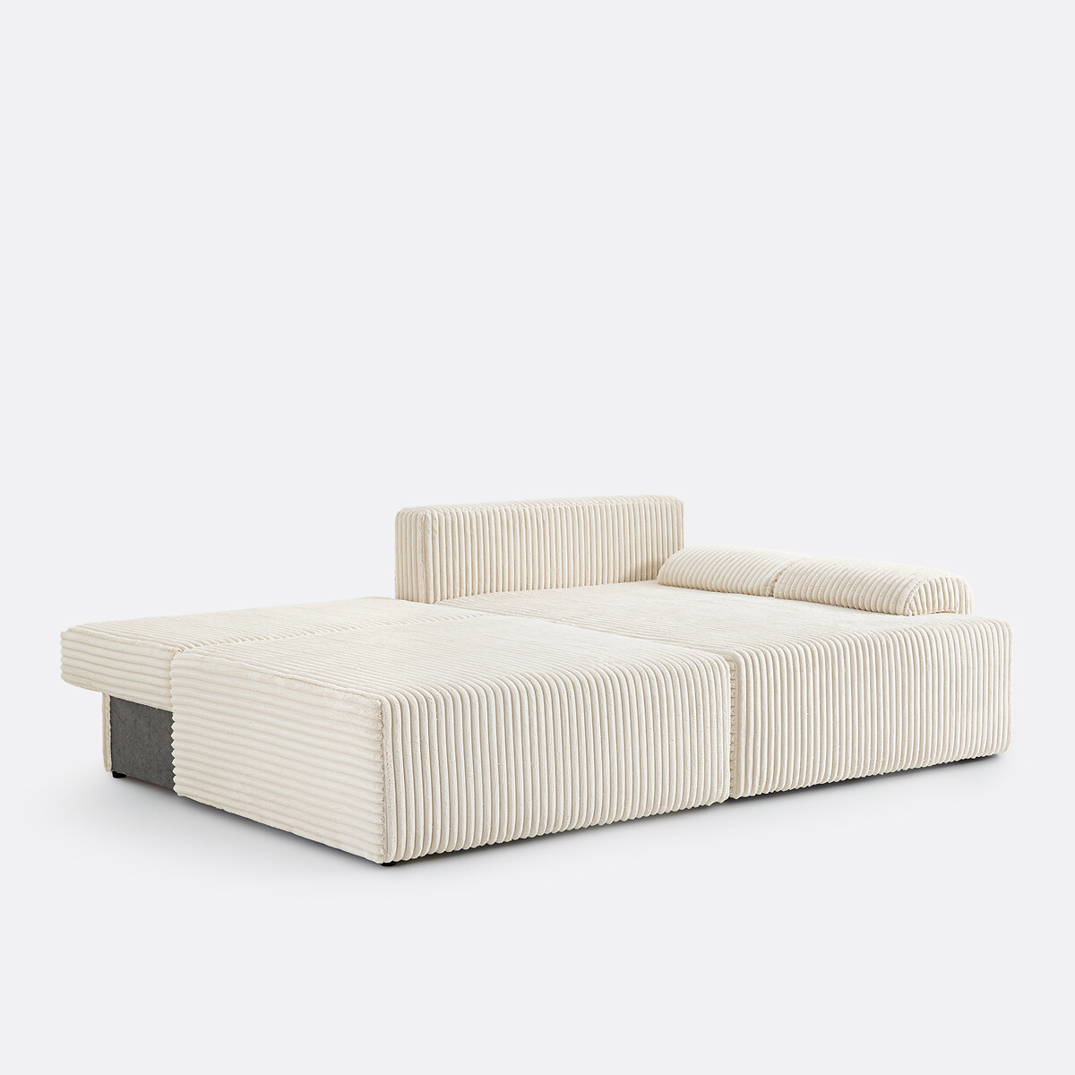 Canapé d'angle convertible avec coffre, en velours côtelé XL, MAONA ecru, LA REDOUTE INTERIEURS