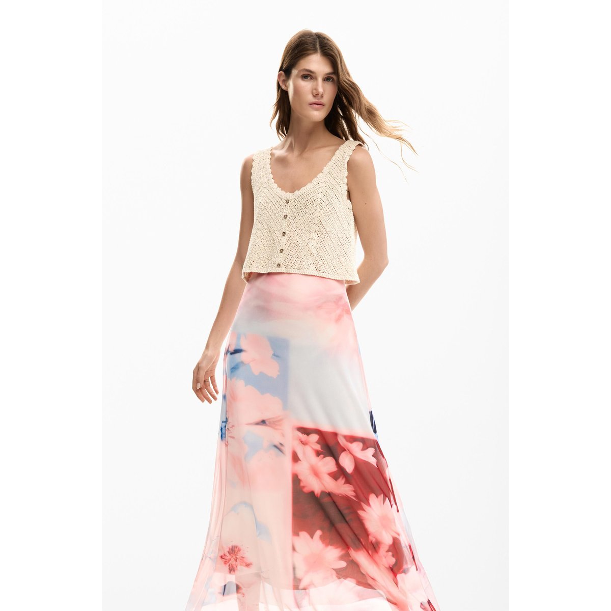 Robe combinée crochet rouge, DESIGUAL