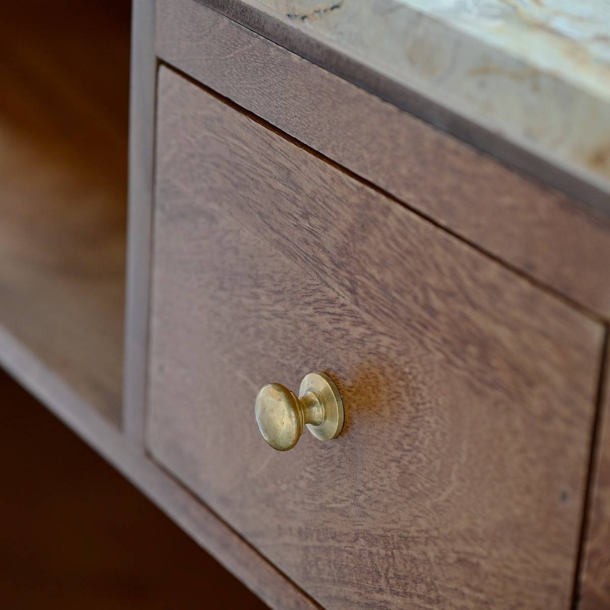 Meuble bar en bois de manguier et marbre  AMAYA bois foncé, MADE IN MEUBLES 