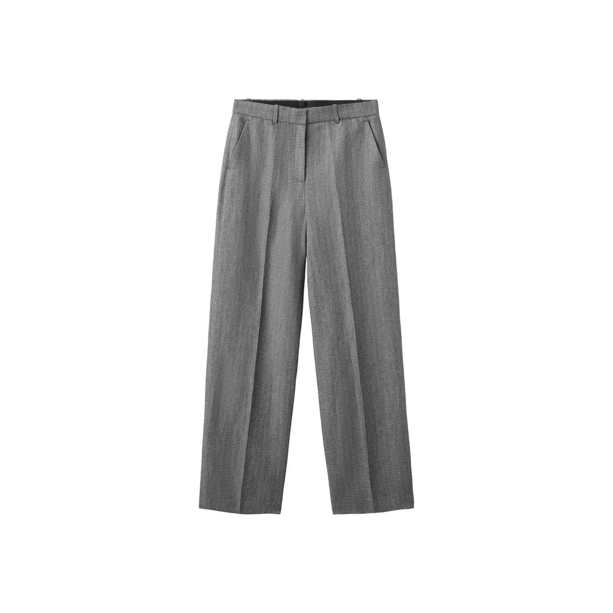 Pantalon de costume droit lin mélangé noir, MANGO