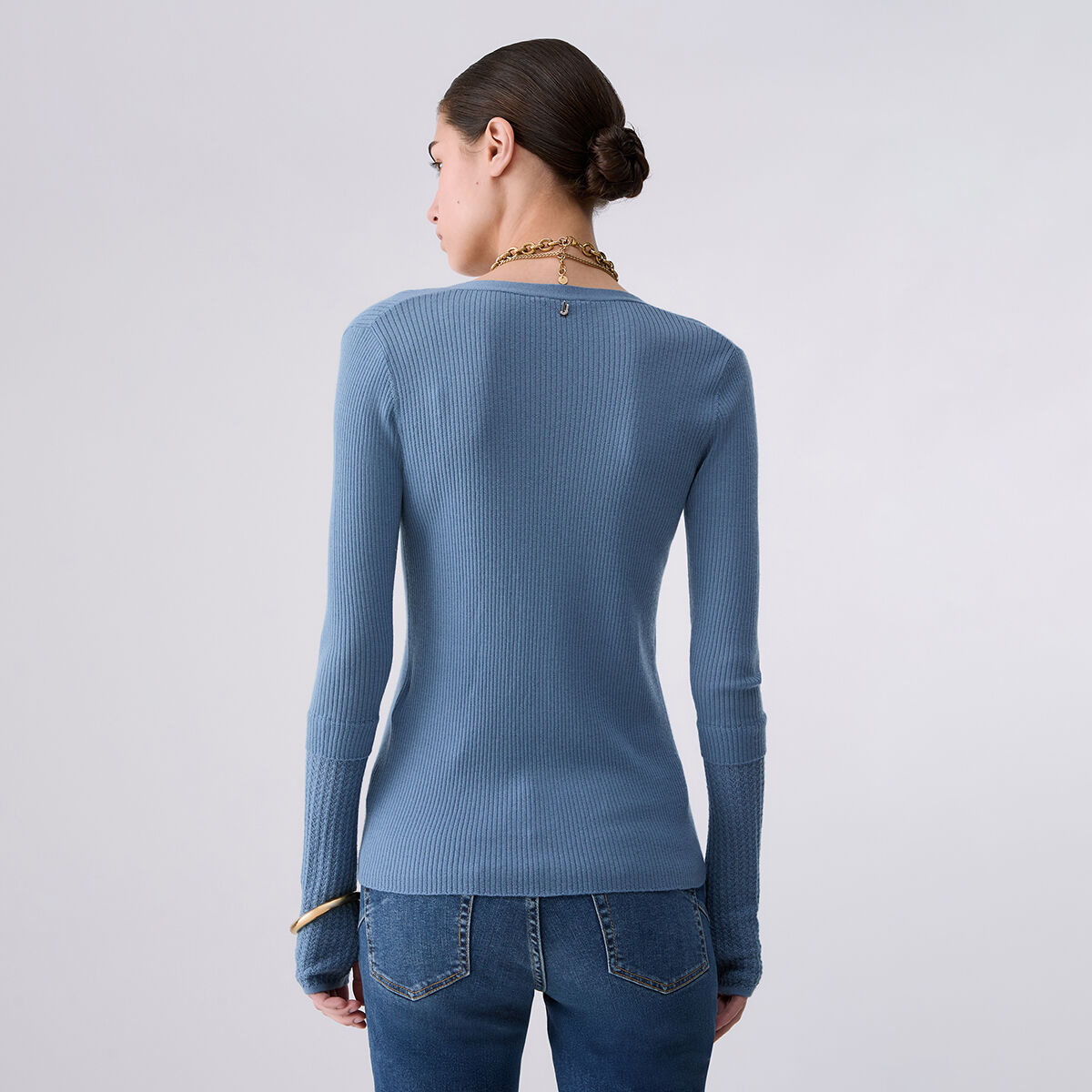 Cardigan en pure laine bleu clair, LIU JO