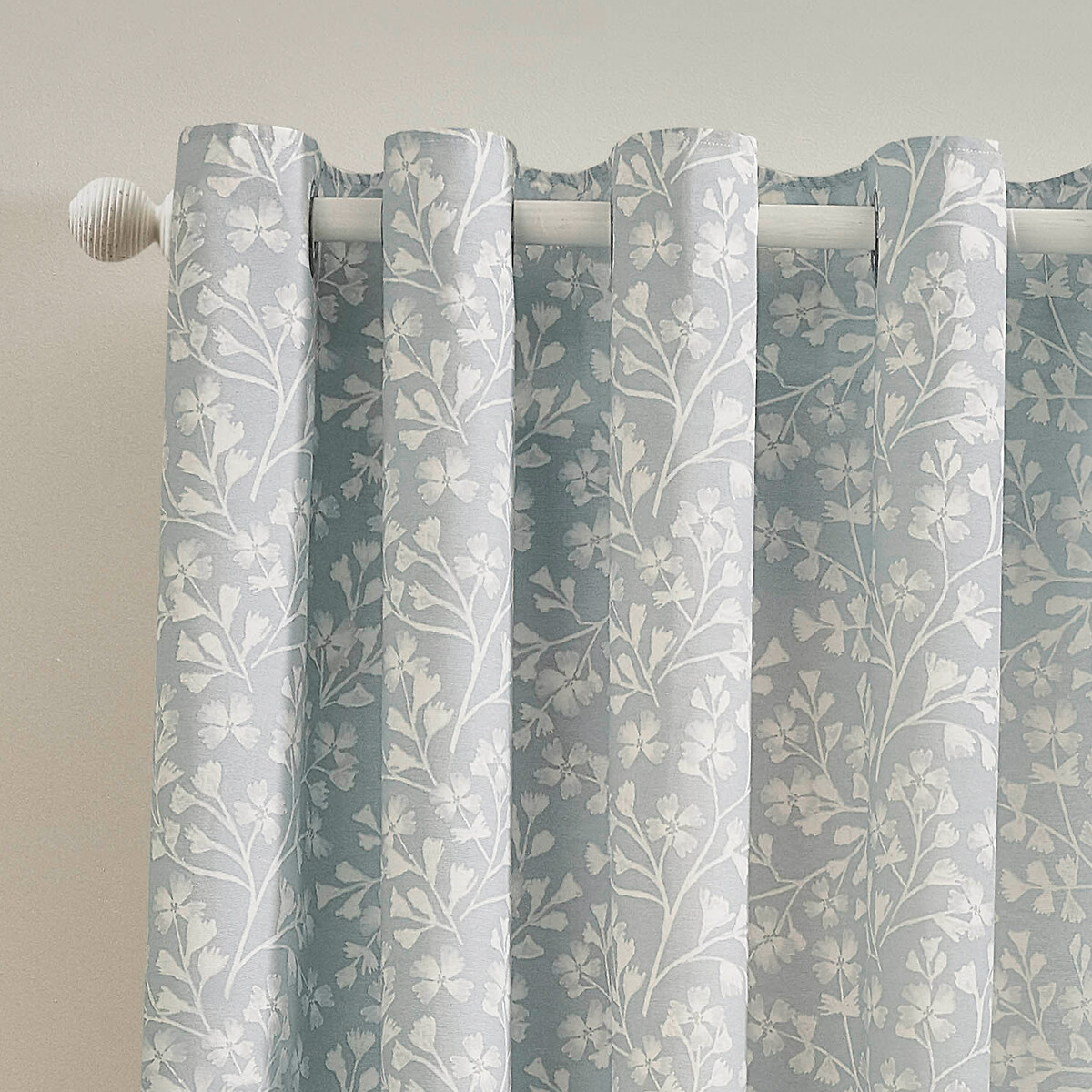 Brooke Floral Lined Eyelet Curtains duck egg blue, CATHERINE LANSFIELD
