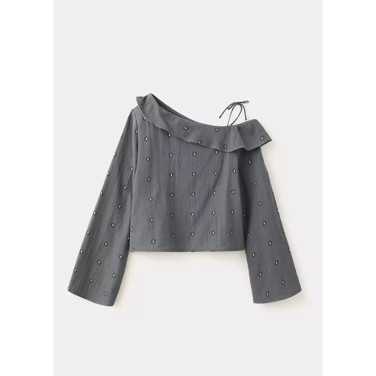 Blouse imprimée à col asymétrique gris, MANGO KIDS