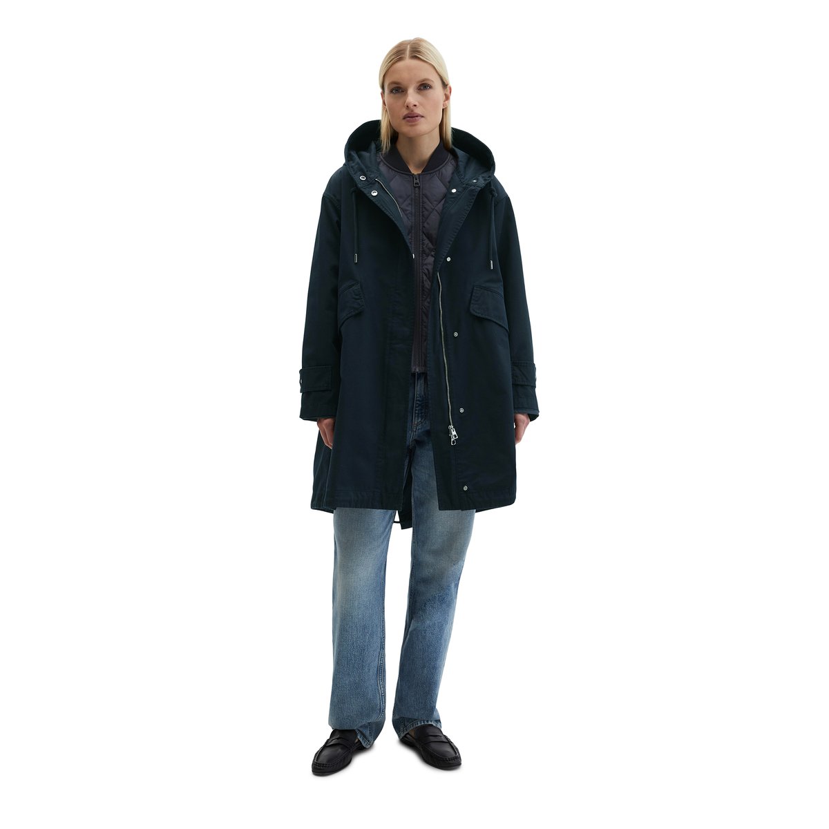Parka regular en sergé de coton organique bleu foncé, MARC O'POLO
