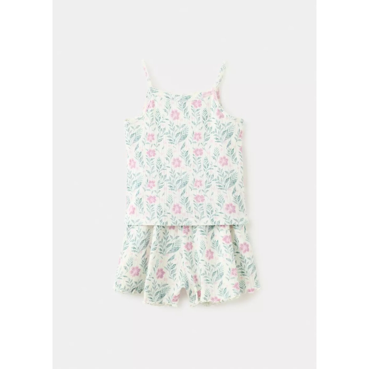 Pyjama court imprimé fleuri blanc cassé, MANGO KIDS