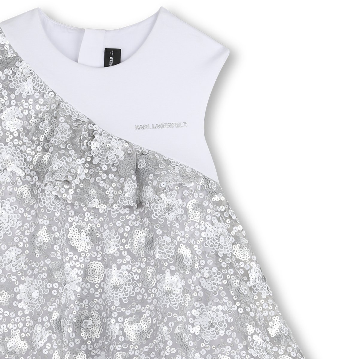 Robe de ceremonie bi-matiere argent blanc, KARL LAGERFELD KIDS