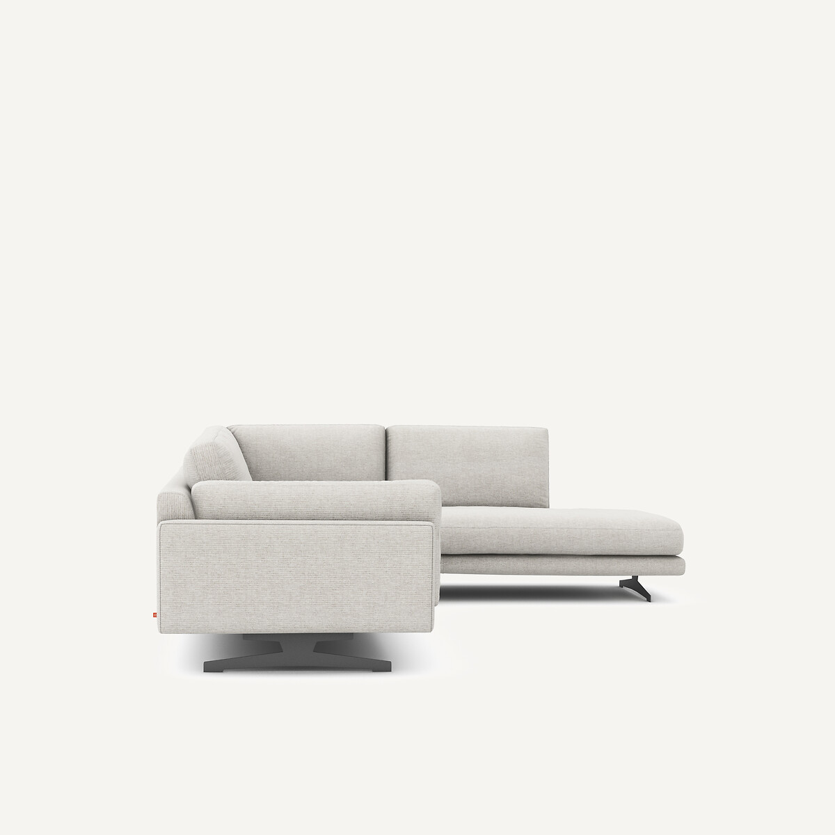 Canapé d'angle méridienne, en coton côtelé, CÉSAR gris clair, AM.PM