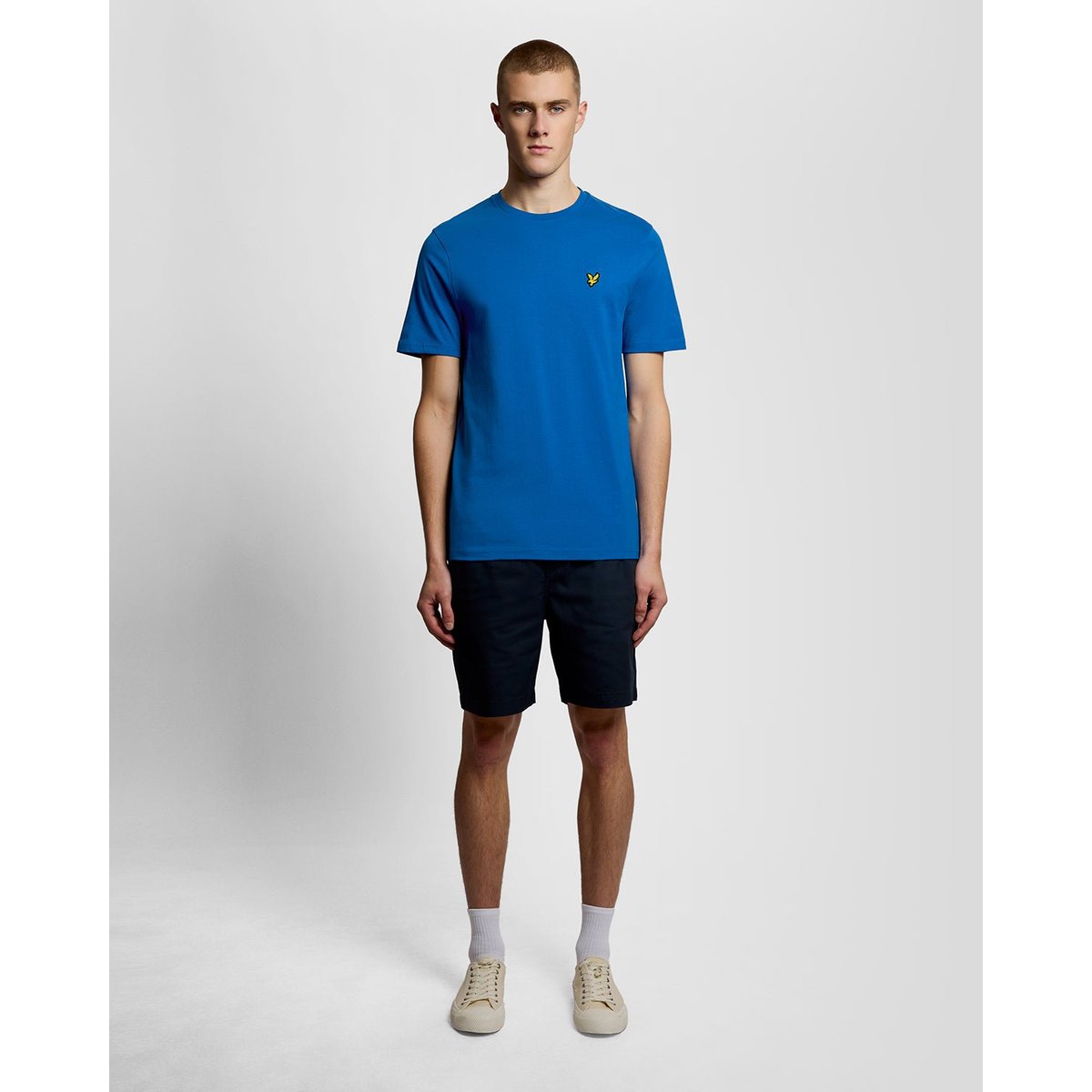 T-shirt en coton col rond bleu clair, LYLE & SCOTT