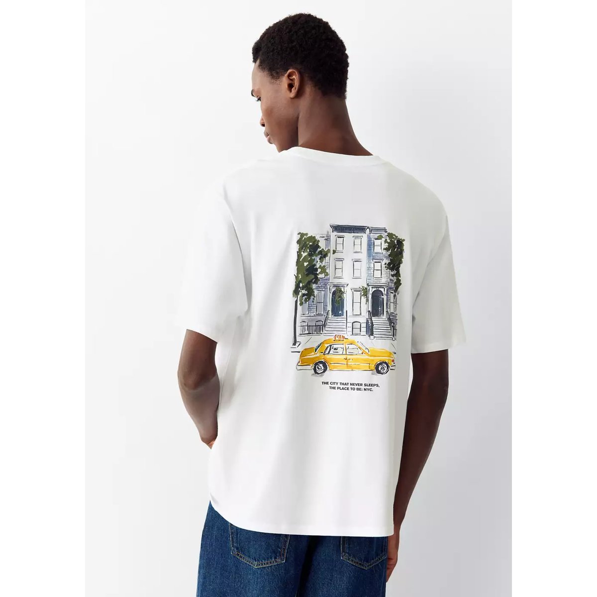 T-shirt coton détail imprimé blanc cassé, MANGO TEEN