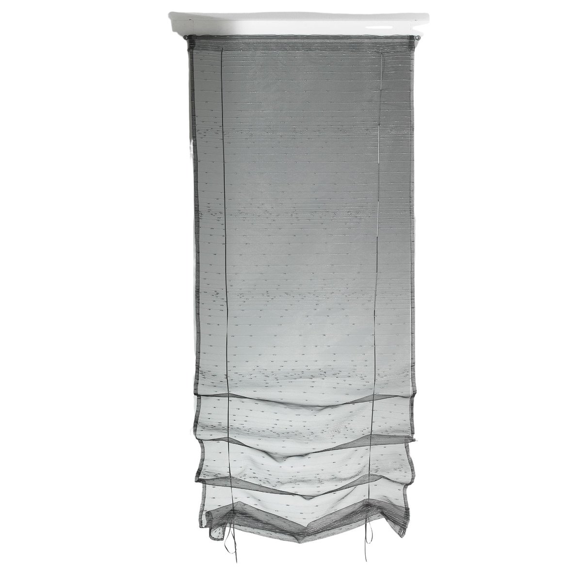 Petit voilage à remonter en organza à motif goutte d’eau métallique gris clair, HOME MAISON