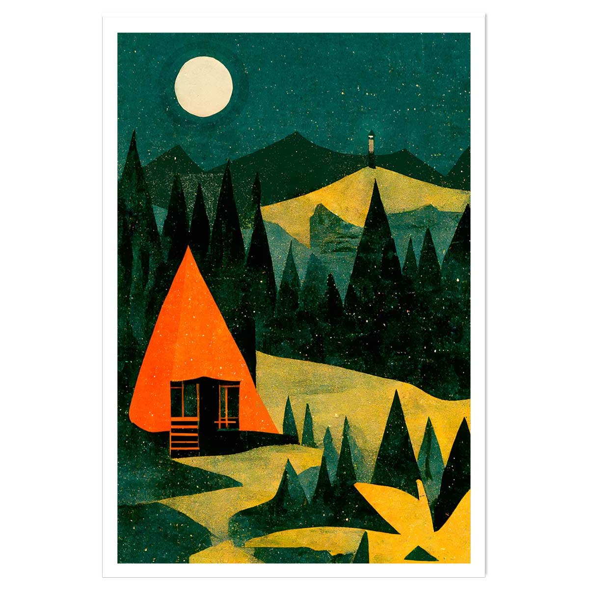 Affiche enfant cabane dans la forêt affiche seule, HEXOA
