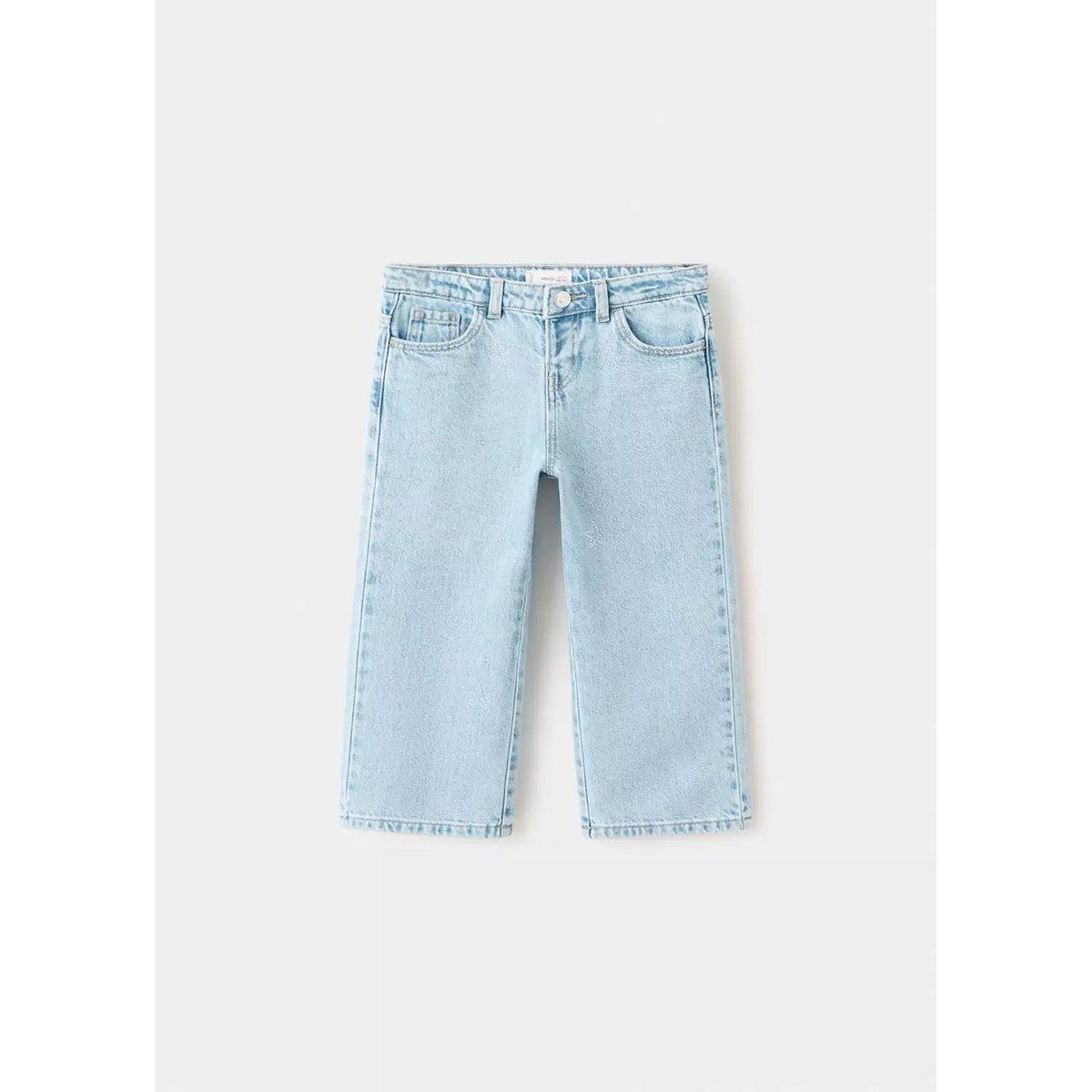 Jean droit à étoiles en strass bleu clair, MANGO BABY