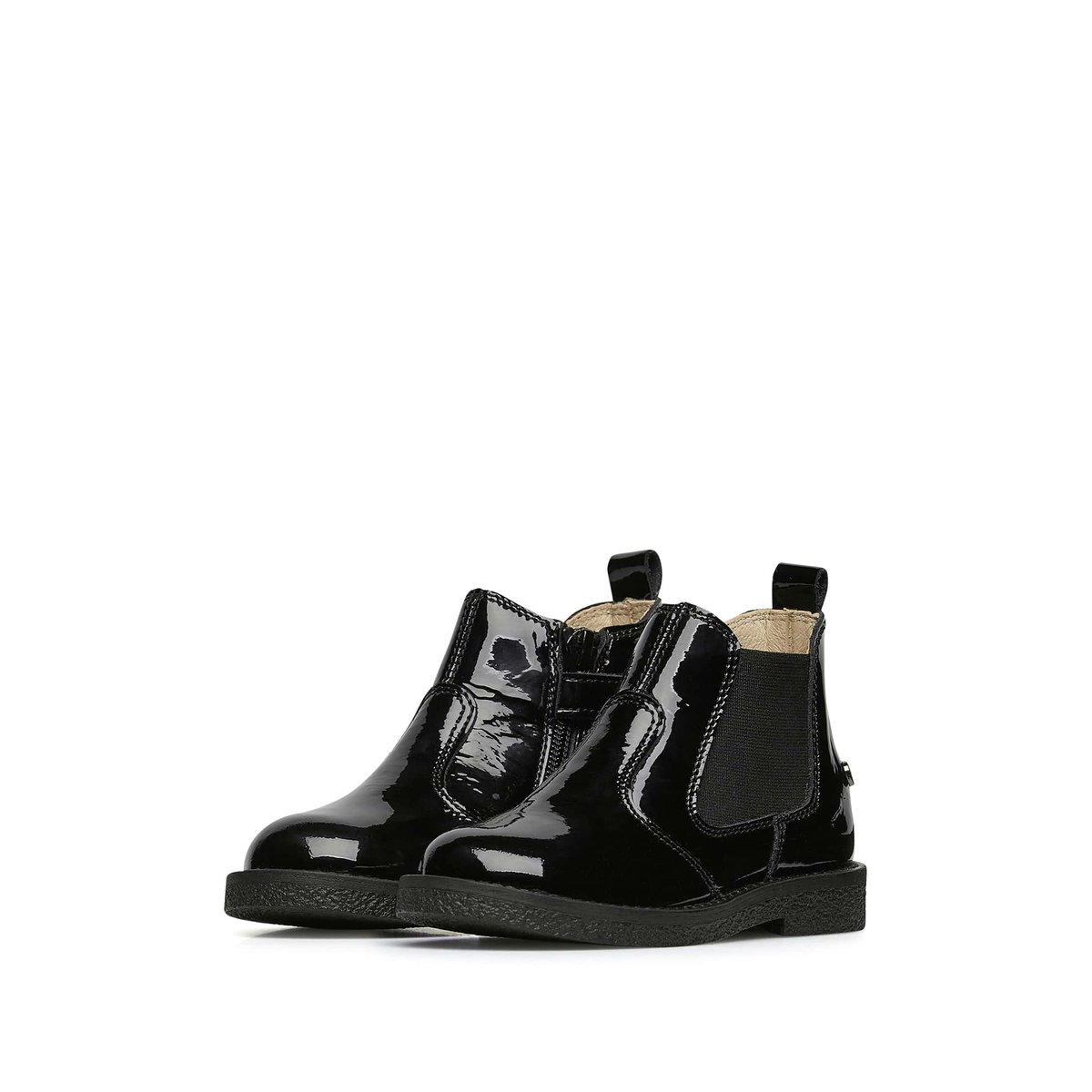 Botts en cuir verni avec glissière ARTHUR noir, NATURINO