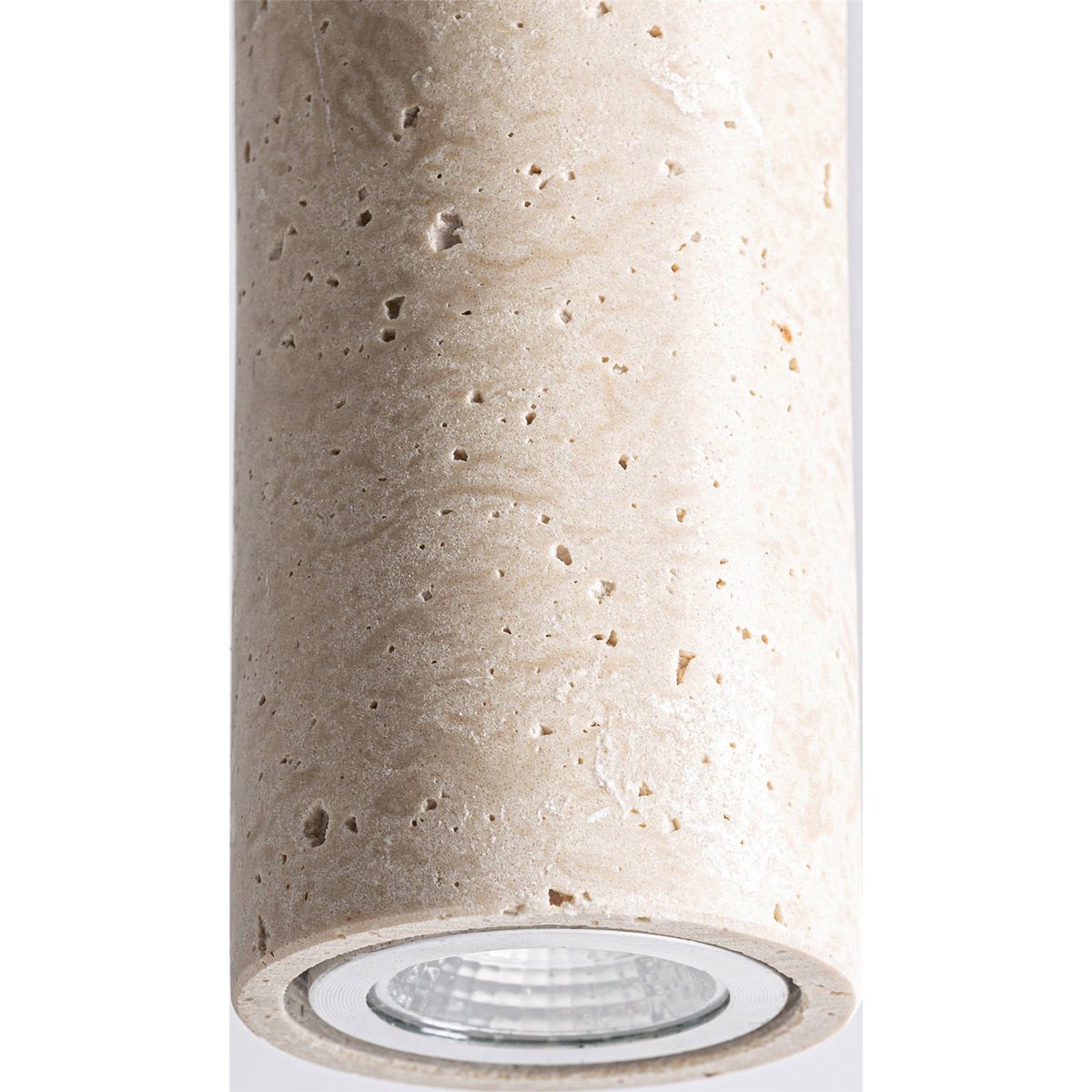 Lustre suspendu en travertin et cristal beige travertin naturel et cristal clair, RECOLLECTION